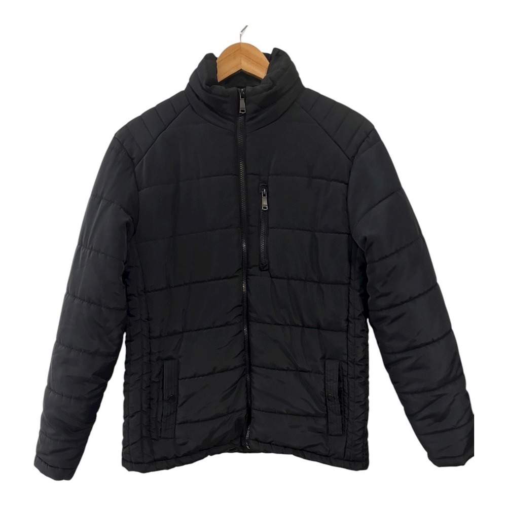 Marfinno Puffer Jacket Black Quilted Full Zip Mock Neck‎ Mens Size M